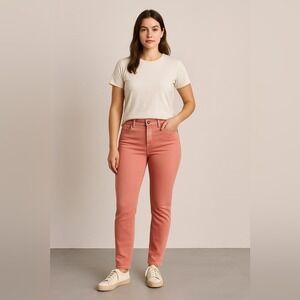 Universal Thread Womens Mid Rise Skinny Jeans Coral Peach Size 4 27 Waist